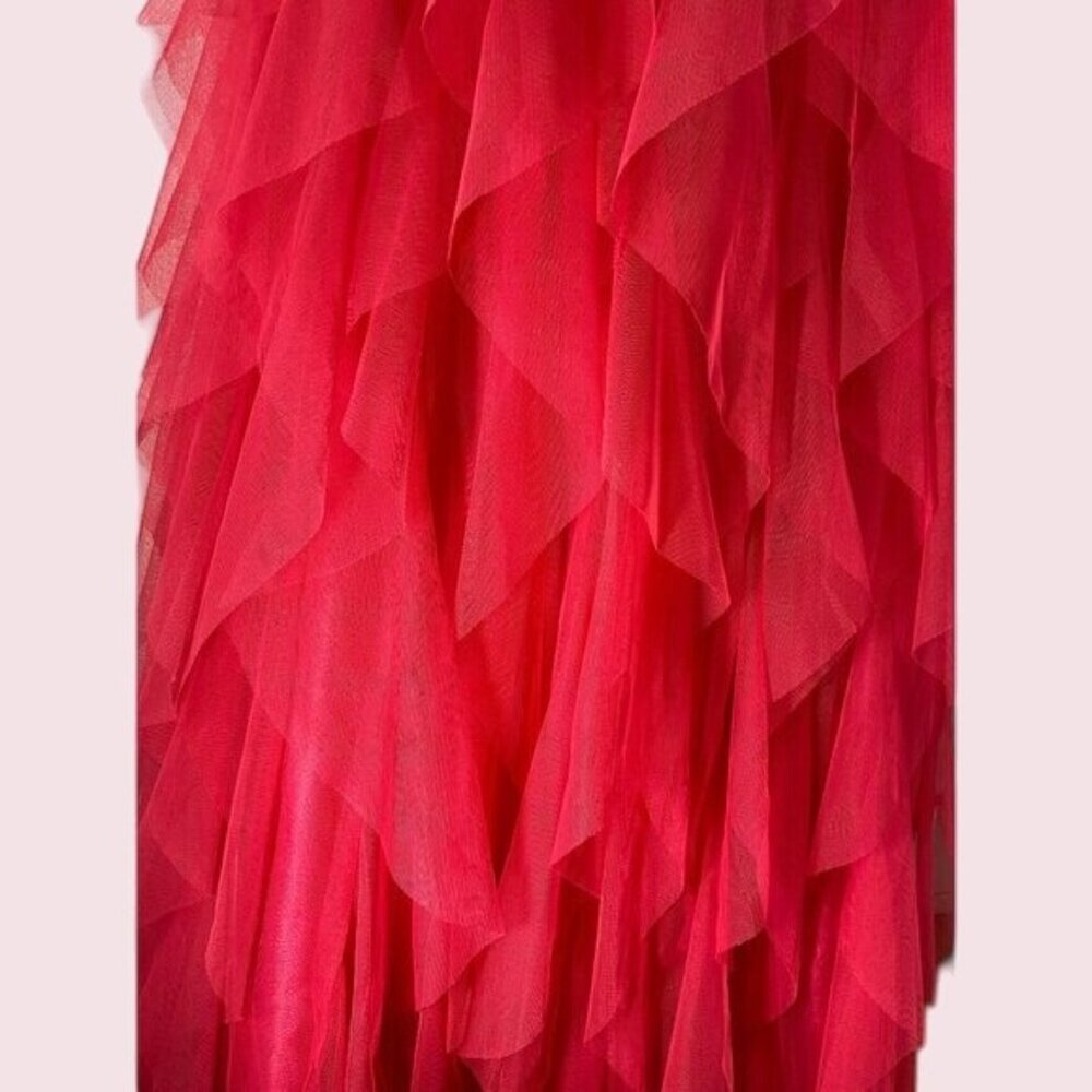 Masquerade Red Rhinestone Ruffle Tulle Prom Gown Size 1/2 - Picture 15 of 15